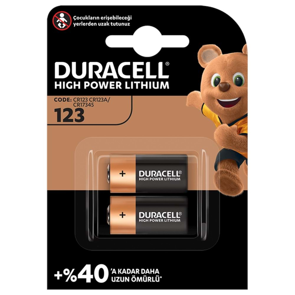 DURACELL CR123A LİTYUM PİL 2Lİ