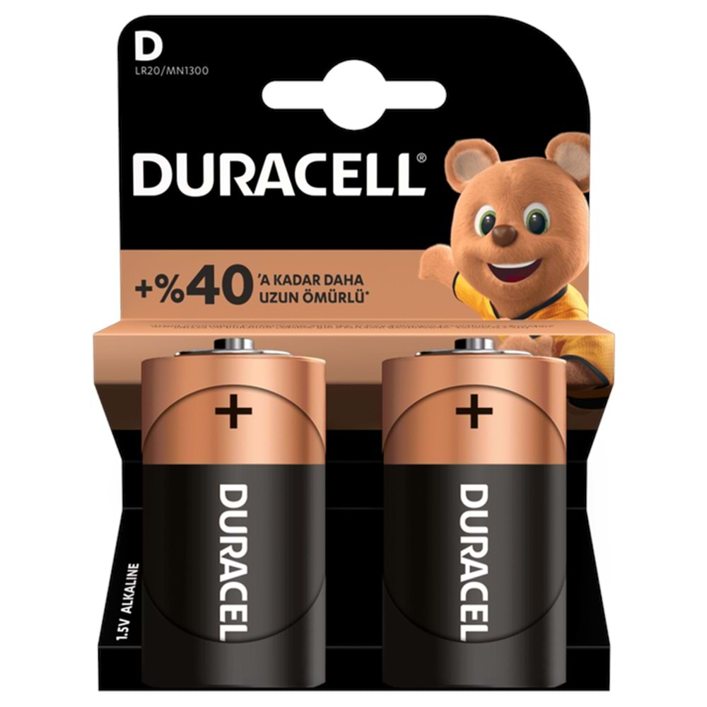 DURACELL D BÜYÜK PİL 2'Lİ KART